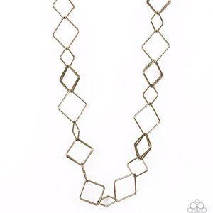 Backed Into A Corner Brass Necklace